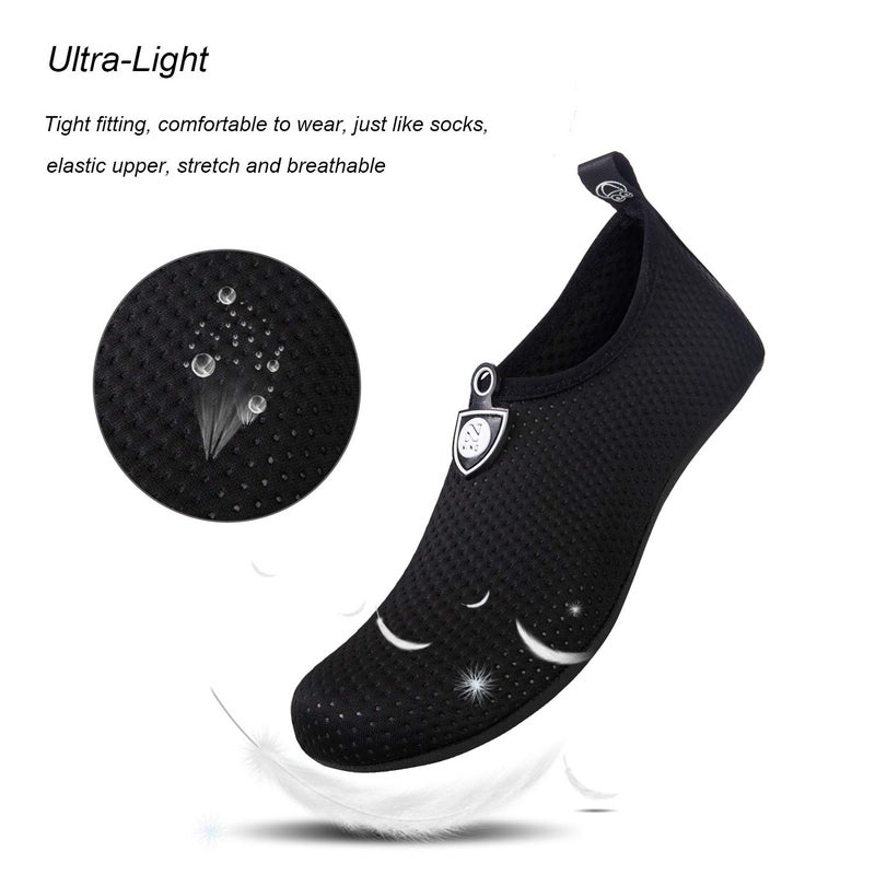 WateLves Water Shoes for Womens Mens Barefoot Quick-Dry Aqua Socks for Beach Swim Surf Yoga Exercise Camping Must Haves (Dots Black, 40/41) - Image 3